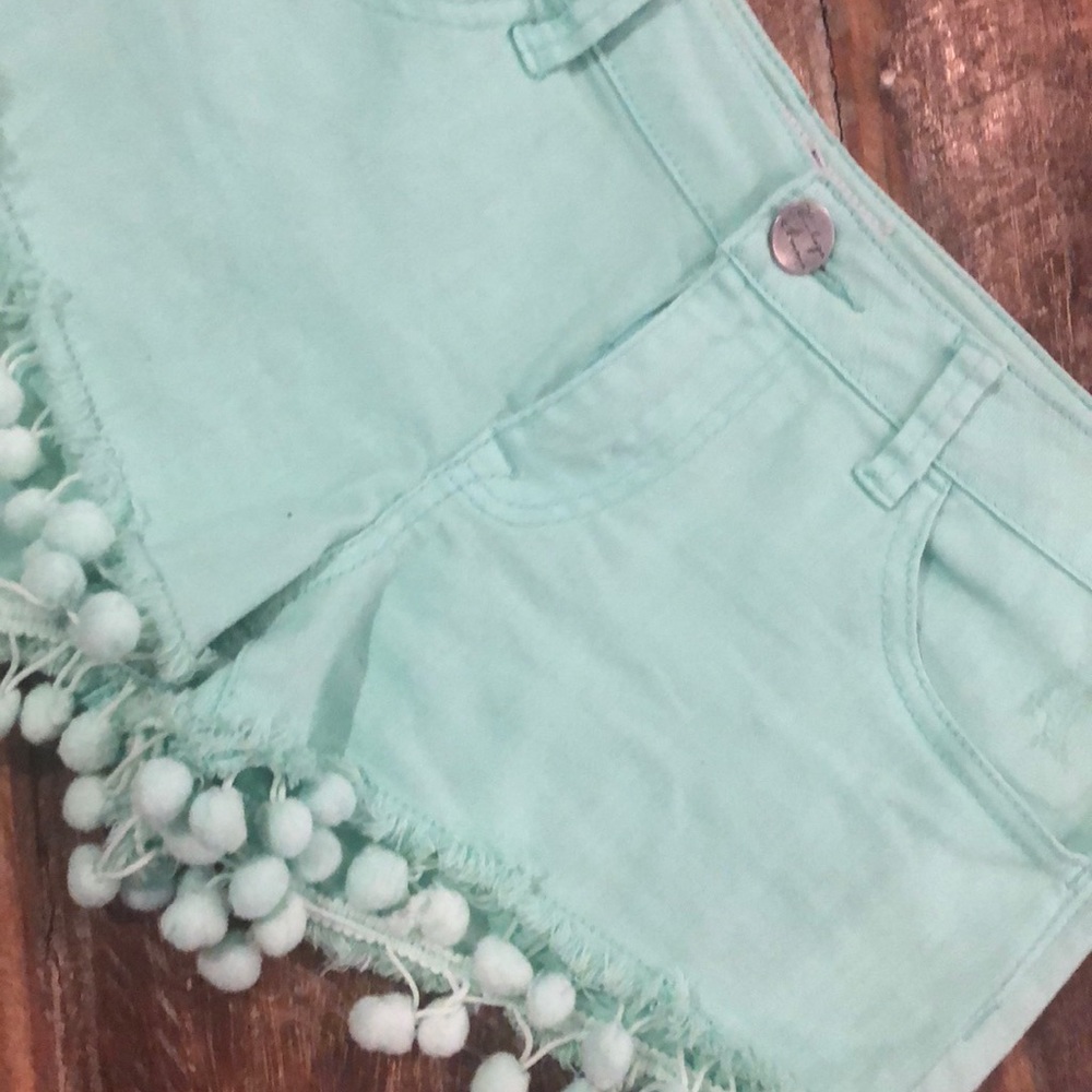 Green Pom Pom Shorts
